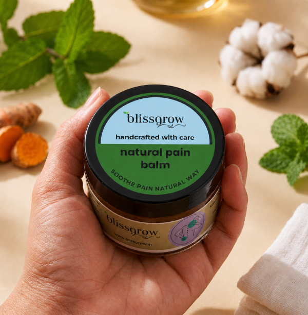Herbal pain balm with menthol, wintergreen oil and peppermint oil for muscle relaxation